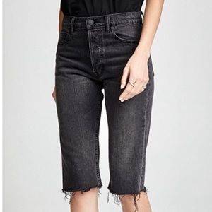 Helmet Lang Cut Off Knee Length Slim Fit High Rise Denim Shorts Black Sz 24